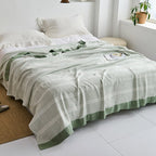 Japanese-Style Patterned Cotton Bedspread Throw