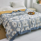 Japanese-Style Patterned Cotton Bedspread Throw