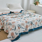 Japanese-Style Patterned Cotton Bedspread Throw