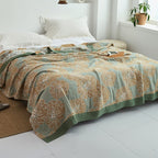 Japanese-Style Patterned Cotton Bedspread Throw