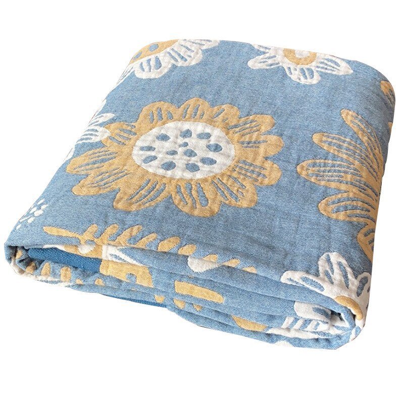 Japanese-Style Patterned Cotton Bedspread Throw