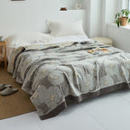 Japanese-Style Patterned Cotton Bedspread Throw