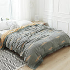 Japanese-Style Patterned Cotton Bedspread Throw