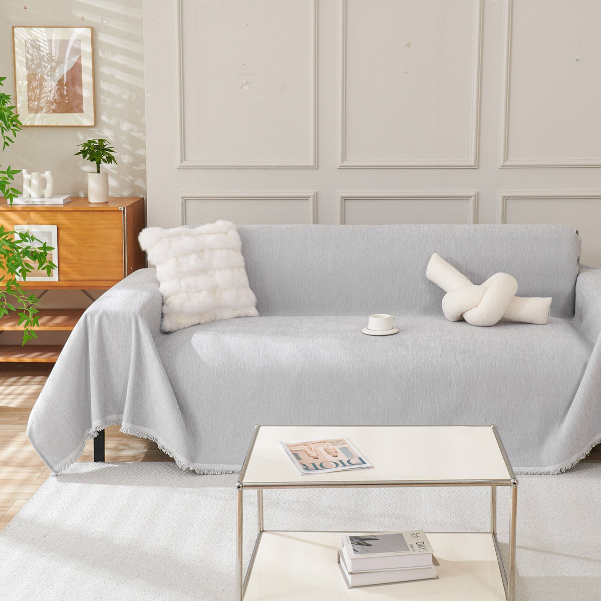 Boho Fringed Sofa Cover Throw, Machine Washable