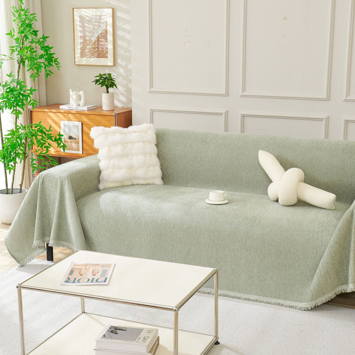 Boho Fringed Sofa Cover Throw, Machine Washable