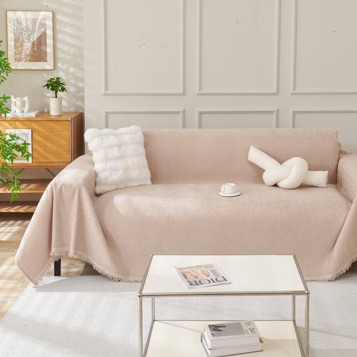 Boho Fringed Sofa Cover Throw, Machine Washable