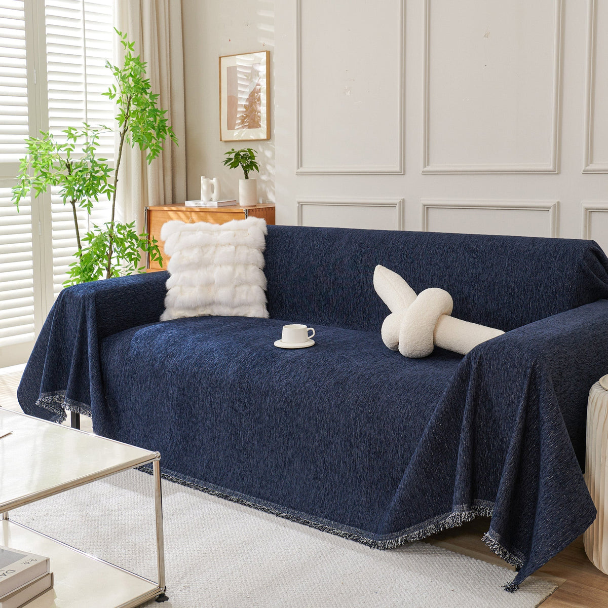 Boho Fringed Sofa Cover Throw, Machine Washable