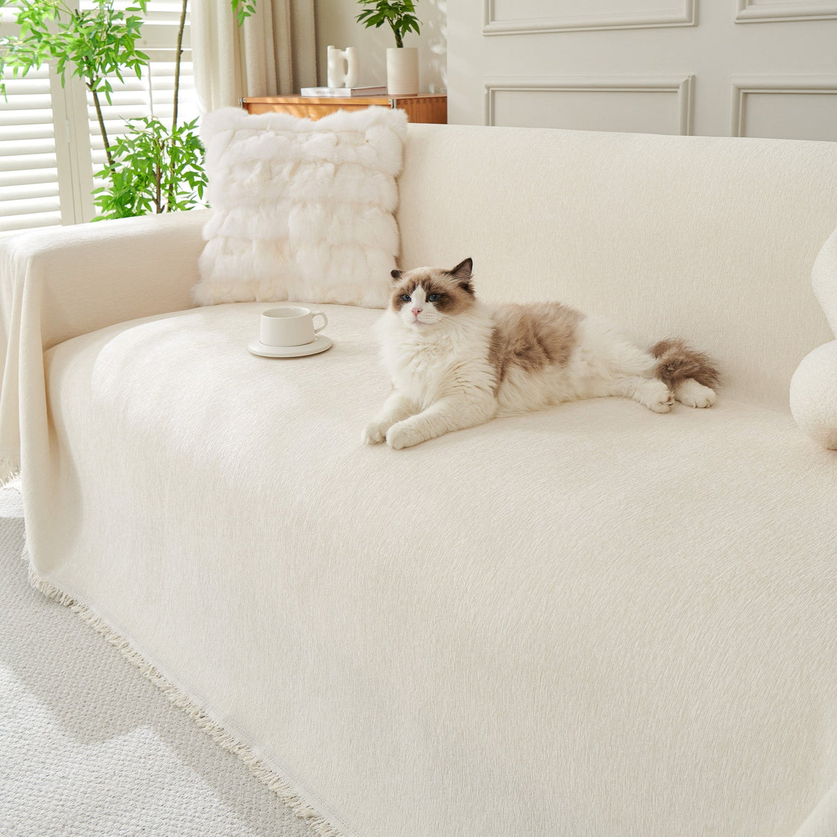 Boho Fringed Sofa Cover Throw, Machine Washable
