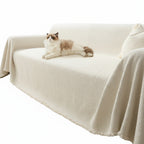 Boucle Sofa Throw Cover with Tassel Trim, 6 Sizes