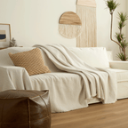 Boucle Sofa Throw Cover with Tassel Trim, 6 Sizes