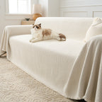 Boucle Sofa Throw Cover with Tassel Trim, 6 Sizes