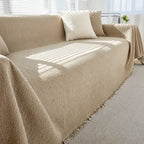 Boucle Sofa Throw Cover with Tassel Trim, 6 Sizes