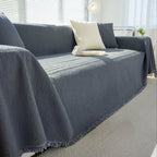 Boucle Sofa Throw Cover with Tassel Trim, 6 Sizes