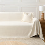 Boucle Sofa Throw Cover with Tassel Trim, 6 Sizes