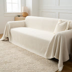 Boucle Sofa Throw Cover with Tassel Trim, 6 Sizes