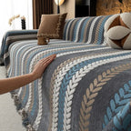 Herringbone Sofa Throw with Tassels