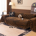 Zebra Print Chenille Sofa Throw with Tasselled Edges
