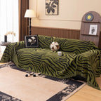 Zebra Print Chenille Sofa Throw with Tasselled Edges