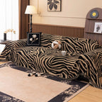 Zebra Print Chenille Sofa Throw with Tasselled Edges