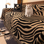 Zebra Print Chenille Sofa Throw with Tasselled Edges
