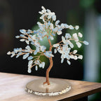 Aquamarine Gemstone Tree with Natural Stone Base, Handmade