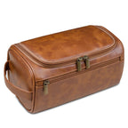 Leather Look Hanging Wash Bag with Metal Hook and Compartments