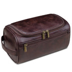 Leather Look Hanging Wash Bag with Metal Hook and Compartments