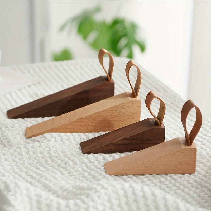 Solid Wood Door Wedge with Anti-Slip Base, Beech or Walnut