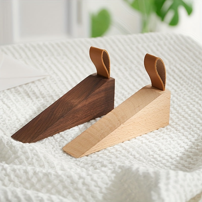 Solid Wood Door Wedge with Anti-Slip Base, Beech or Walnut