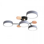 Geometric LED Ceiling Light with Wood Accents, Multi-Head