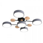 Geometric LED Ceiling Light with Wood Accents, Multi-Head