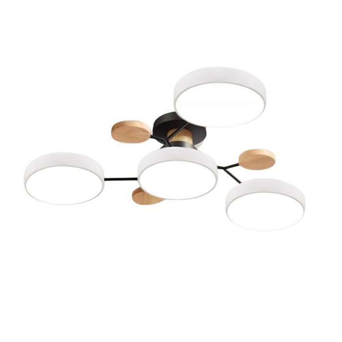 Geometric LED Ceiling Light with Wood Accents, Multi-Head