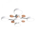 Geometric LED Ceiling Light with Wood Accents, Multi-Head