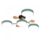 Geometric LED Ceiling Light with Wood Accents, Multi-Head