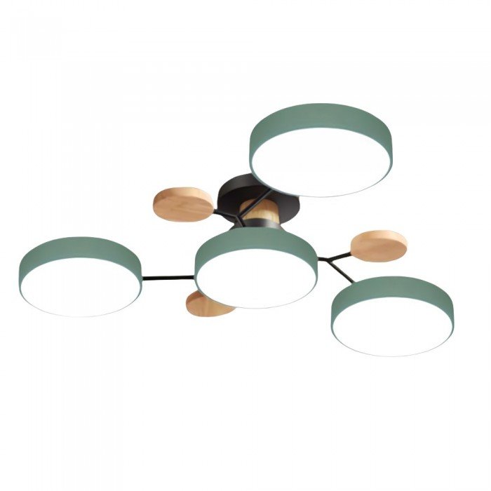 Geometric LED Ceiling Light with Wood Accents, Multi-Head