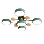 Geometric LED Ceiling Light with Wood Accents, Multi-Head