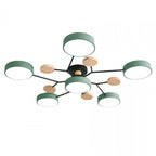 Geometric LED Ceiling Light with Wood Accents, Multi-Head