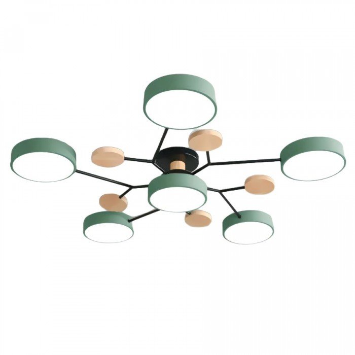 Geometric LED Ceiling Light with Wood Accents, Multi-Head