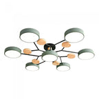 Geometric LED Ceiling Light with Wood Accents, Multi-Head