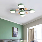 Geometric LED Ceiling Light with Wood Accents, Multi-Head