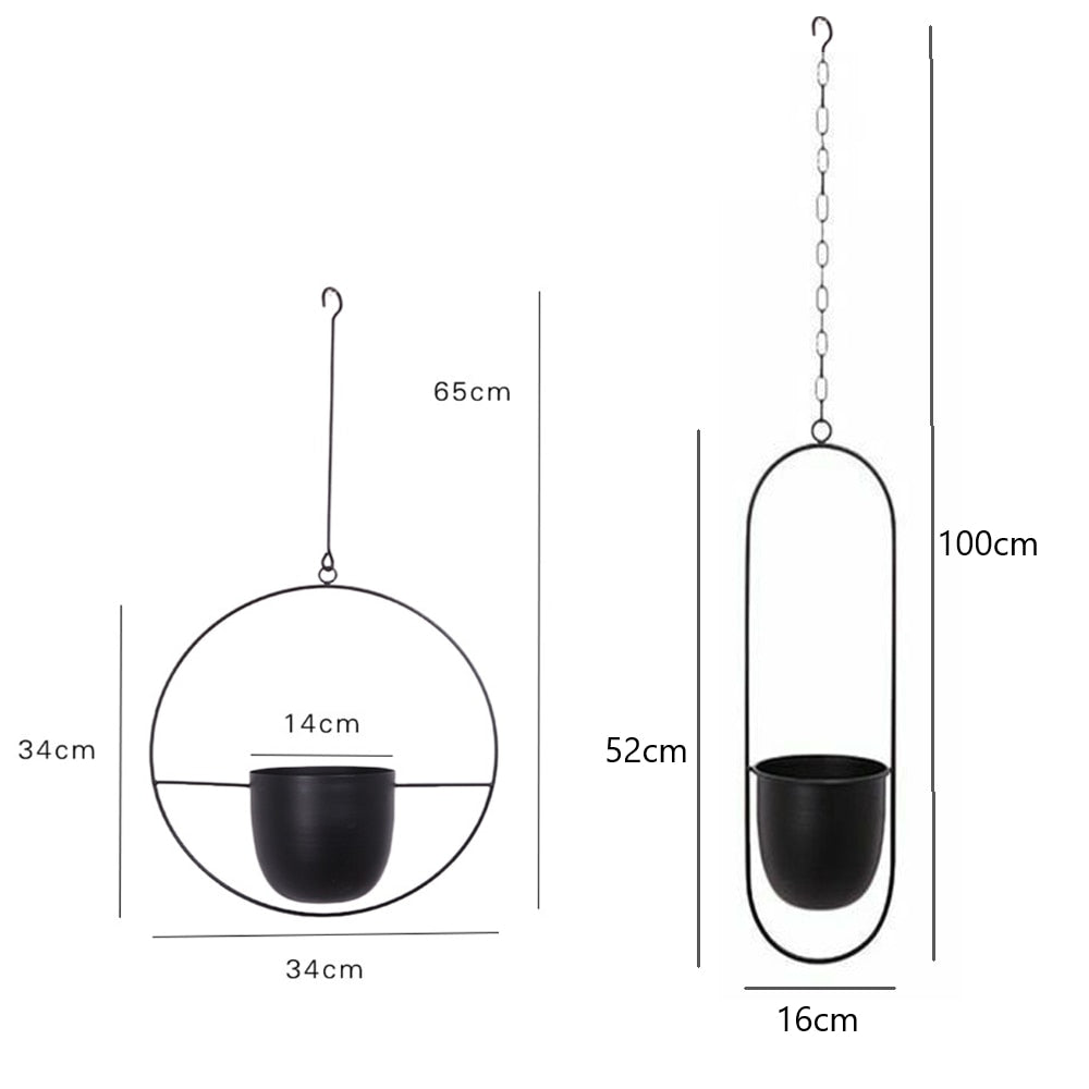 Wall Mounted Hanging Planter in Black or Gold Metal Hoop