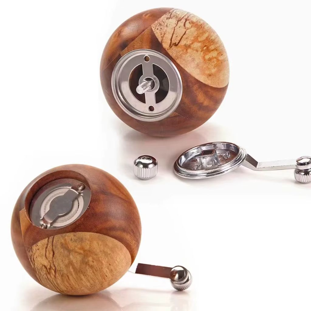 Wooden Salt and Pepper Mill Set with Stand and S/P Marks