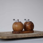Wooden Salt and Pepper Mill Set with Stand and S/P Marks