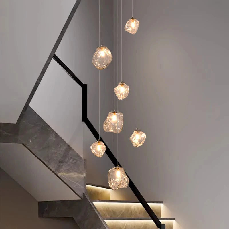 Sculptural Staircase LED Chandelier, 7 or 11 Lights, Dimmable