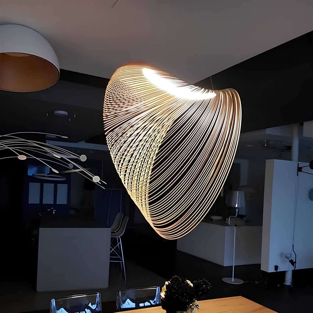 Metal Pendant Light with Oak Accent, E27, Scandi Design