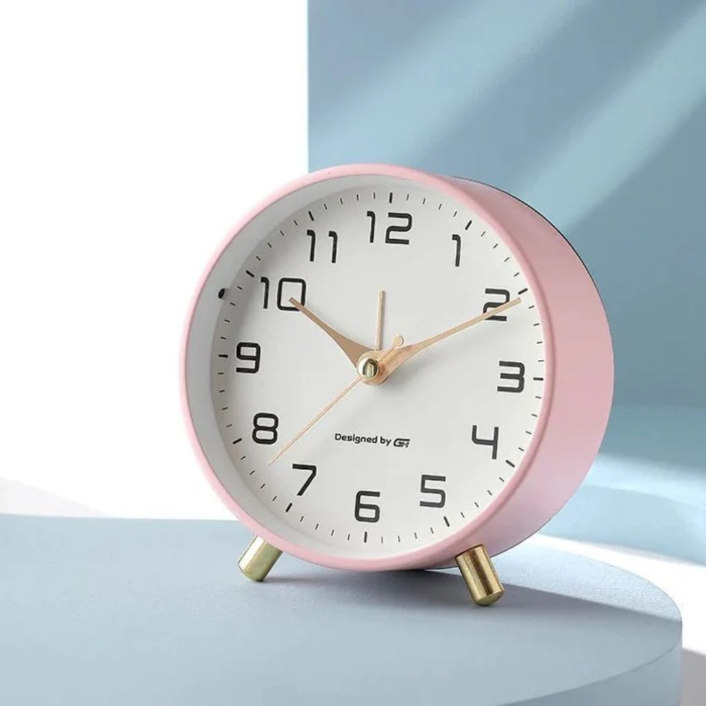 Silent Metal Table Clock 12cm, Scandinavian, Six Colours