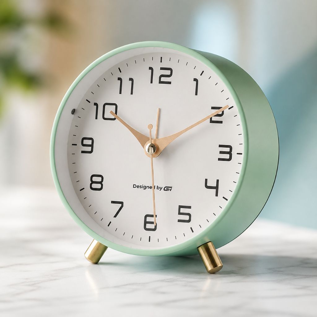 Silent Metal Table Clock 12cm, Scandinavian, Six Colours