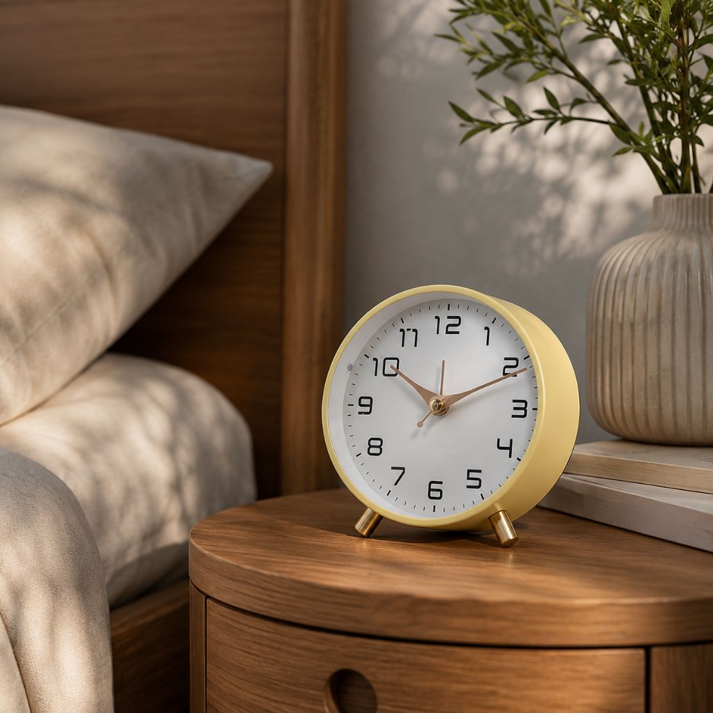 Silent Metal Table Clock 12cm, Scandinavian, Six Colours