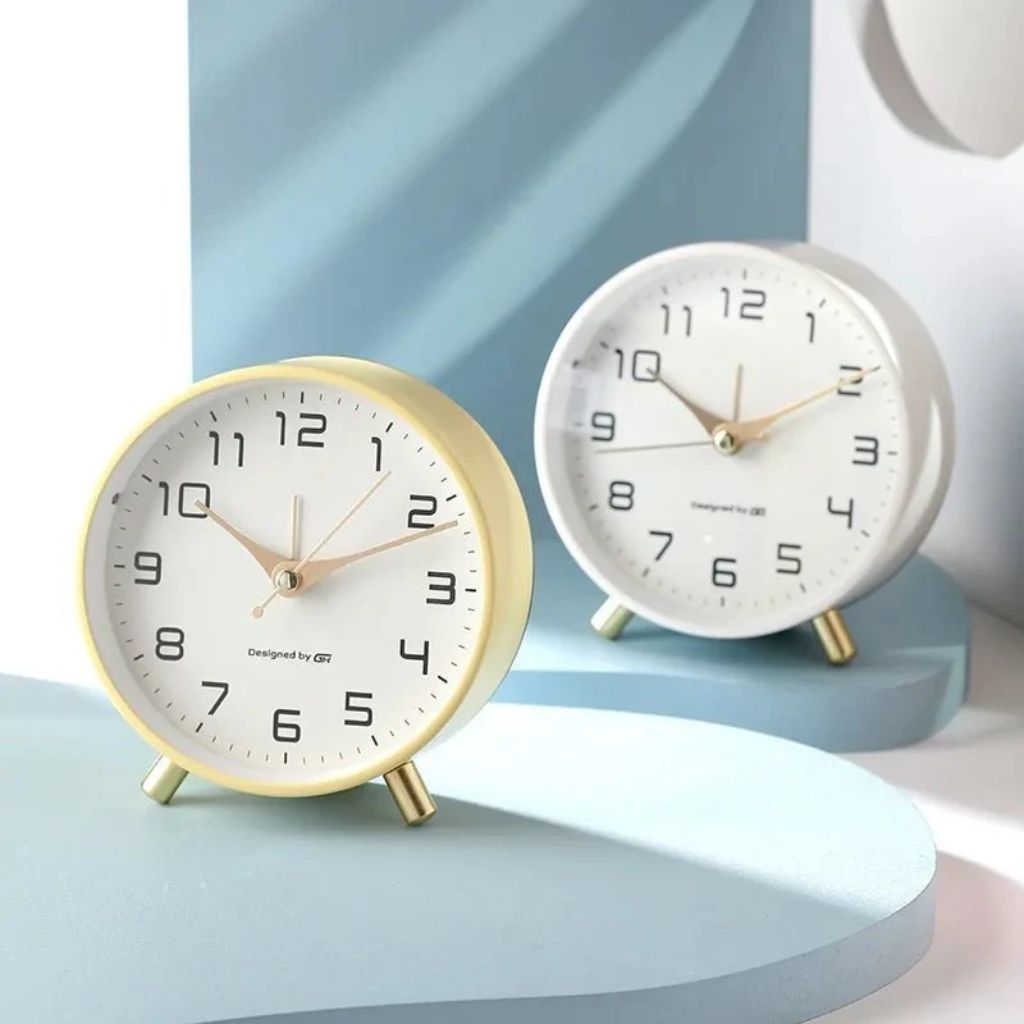 Silent Metal Table Clock 12cm, Scandinavian, Six Colours