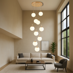 Cascading Glass Globe Chandelier with 10 Lights, Adjustable
